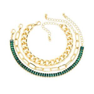 Elegant Emerald 3 Piece Bracelet Set